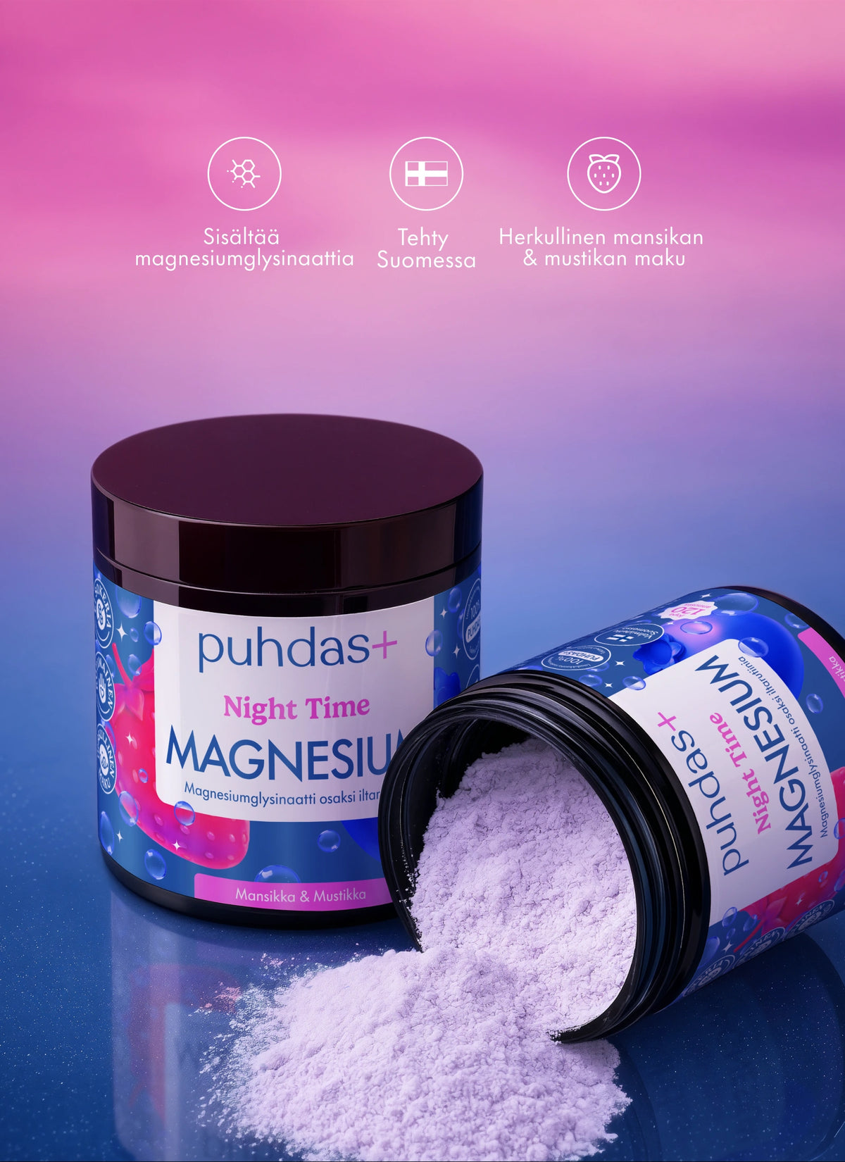 Night Time Magnesium Mansikka & Mustikka 80g