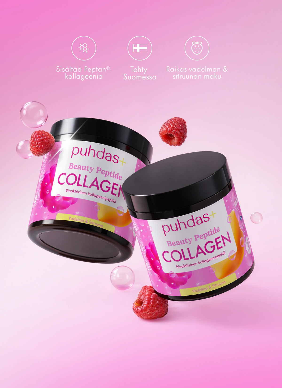 Beauty Peptide Kollageenijauhe Vadelma & Sitruuna 80g